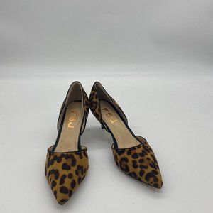 FSJ Leopard Classic Kitten Heels Pointy Closed Toe